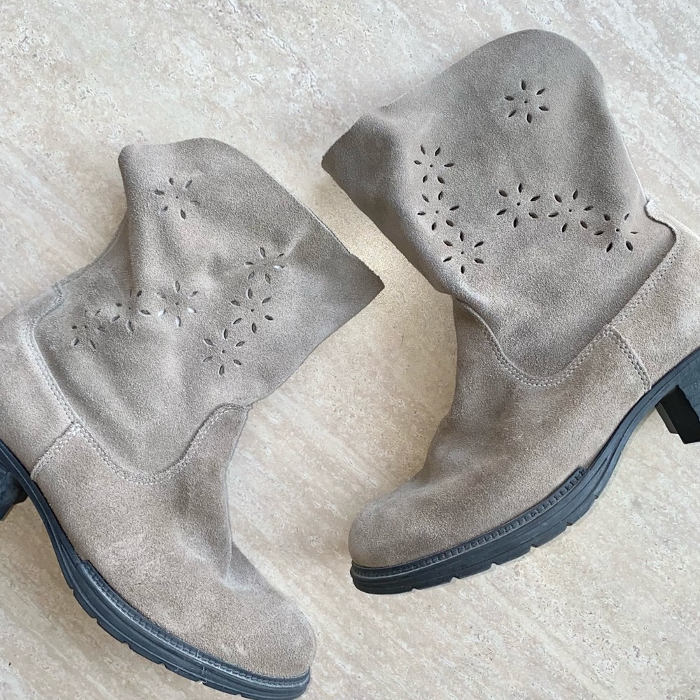 CLOSET CLOSING Martino Suede Floral Cut Out High Quality Boots